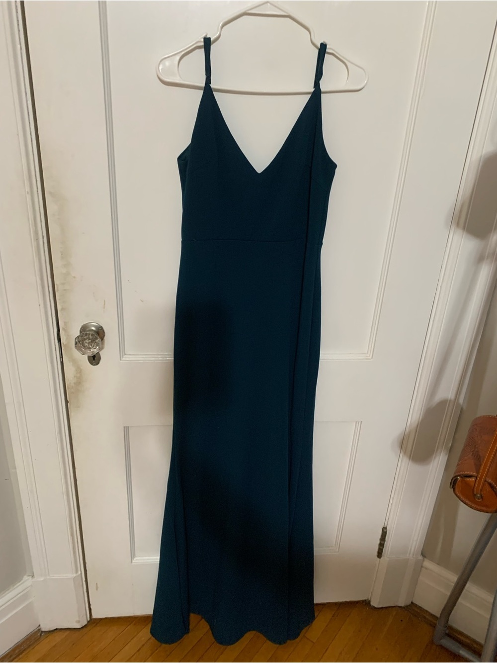 Lulu's Deep Greenish-Teal V-Neck Maxi Slip Dress